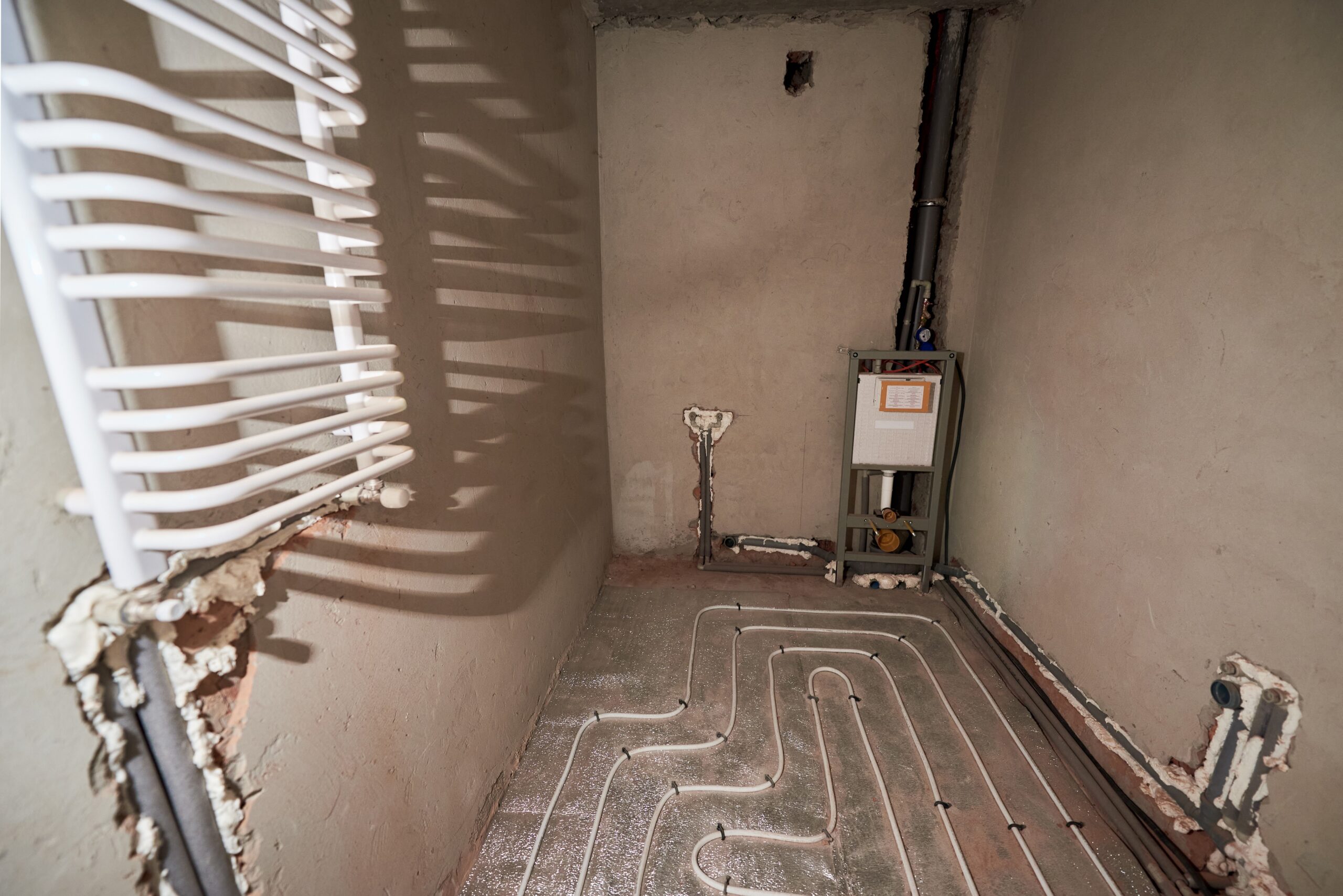 Bathroom of modern apartment before and after renovation.